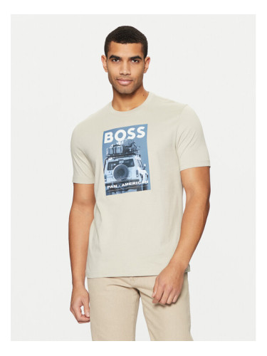 BOSS Тишърт Te_Mextour 50535079 Бежов Regular Fit