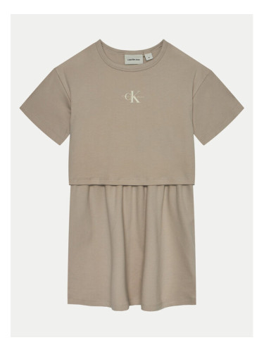Calvin Klein Jeans Ежедневна рокля IG0IG02770 Бежов Relaxed Fit