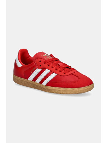 Кожени маратонки adidas Originals Samba OG W в червено IE6524