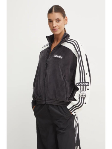 Суичър adidas Originals Adibreak Velour Tracktop в черно с десен IW5581