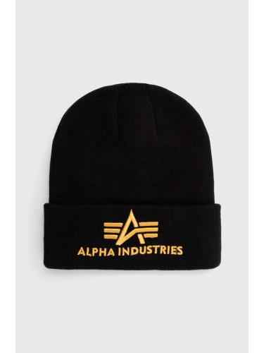 Шапка Alpha Industries 3D Beanie в черно с фина плетка 168910.583