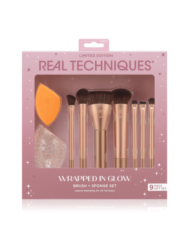 Real Techniques Wrapped In Glow Brush + Sponge Set комплект четки