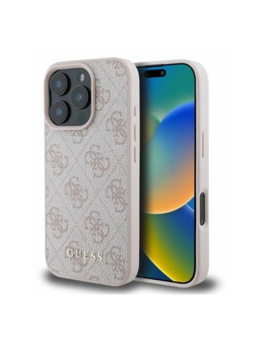 Оригинален кейс Guess HC PU Quilted 4G Classic, За iPhone 16 Pro (6.3), Бледорозов