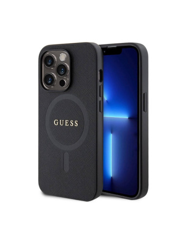 Оригинален кейс Guess Saffiano MagSafe, За iPhone 15 Pro Max (6.7), Черен