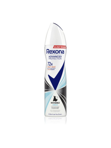 Rexona Advanced Protection Invisible Aqua дезодорант в спрей срещу бели и жълти петна Aqua 150 мл.
