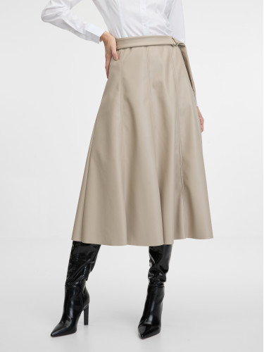 Beige women's faux leather midi skirt ORSAY - Women's