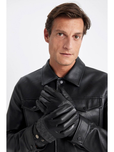 DEFACTO Men's Faux Leather Gloves