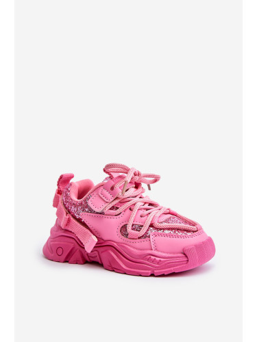 Children's sneakers decorated with sequins pink Liatoma