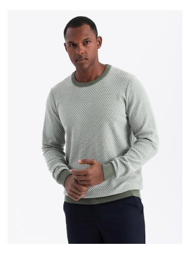 Ombre Knitted men's RELAXED FIT sweater with patterns - olive