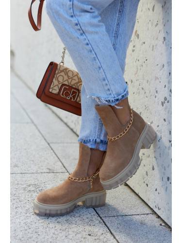 Boto Модни велурени ботуши с изрязана камила Forget Me