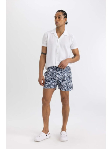 DEFACTO Patterned Mesh Lined Short Length Swim Shorts