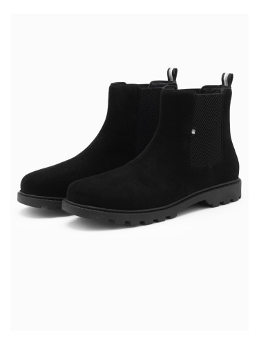 Ombre Slip-on suede men's shoes with high upper - black