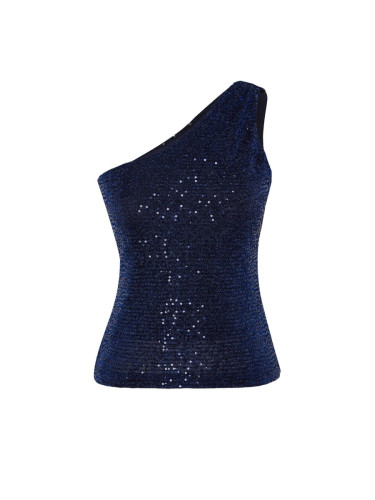 Trendyol Navy Blue One Shoulder Knitted Sequin Blouse