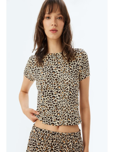 Koton Women's Leopard Print Sleepwear Top