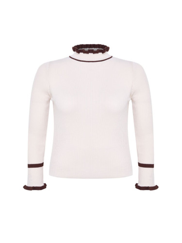 Trendyol Curve Stone Stand Collar Stripe Detailed Thin Knit Sweater