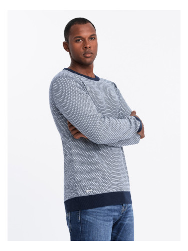 Ombre Knitted men's RELAXED FIT sweater with patterns - navy blue