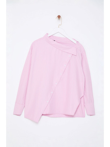 Trendyol Pink Limited Edition Collar Detailed Striped Woven Shirt