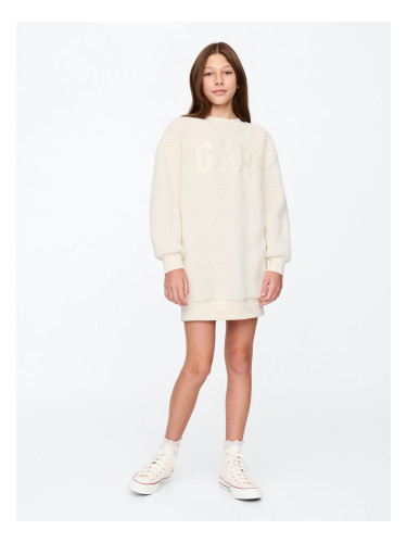 GAP Children's sweatshirt oversize sherpa dress with logo - Girls