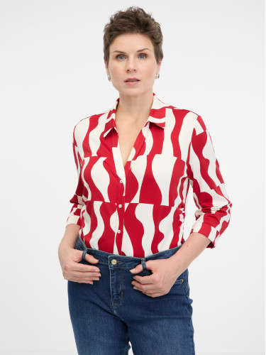 Red women's blouse with collar ORSAY - Women