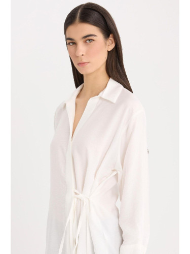 DEFACTO Oversize Wide Fit Buttoned Long Sleeve White Shirt