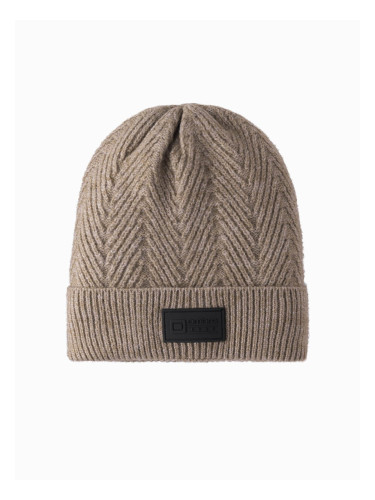 Ombre Men's knitted sweater-weave cap with patch - ash