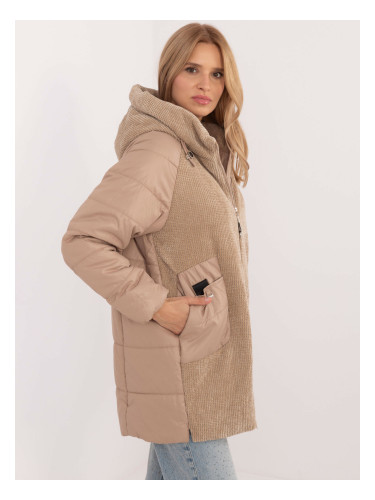 Brown transitional jacket with corduroy inserts