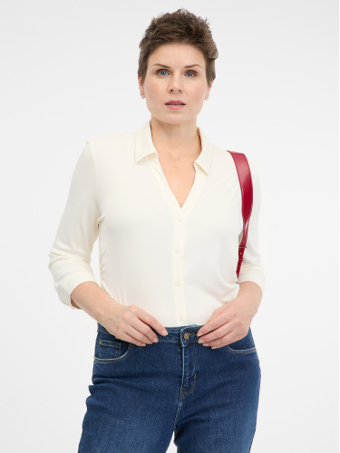 Cream women's blouse with collar ORSAY - Women