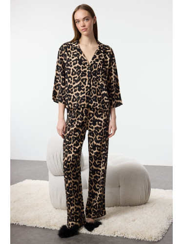 Trendyol Multicolored Leopard Patterned Viscose Woven Pajama Set