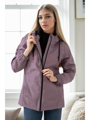 53121 Dewberry Hooded Women Raincoat-PLUM