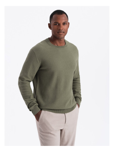 Ombre Men's RELAXED FIT knit sweater in diamond weave - olive