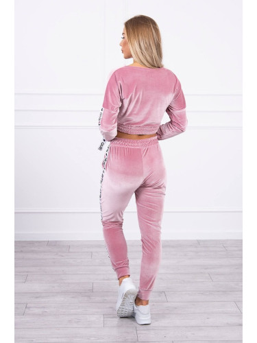 Velour set with Queen inscription dark powder pink