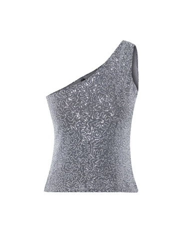 Trendyol Silver One Shoulder Knitted Sequin Blouse