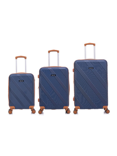 Semiline Unisex's 3-in-1 ABS Suitcases Set T5848-0 Navy Blue