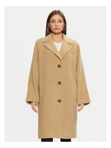 Tommy Jeans Вълнено палто DW0DW20166 Бежов Regular Fit