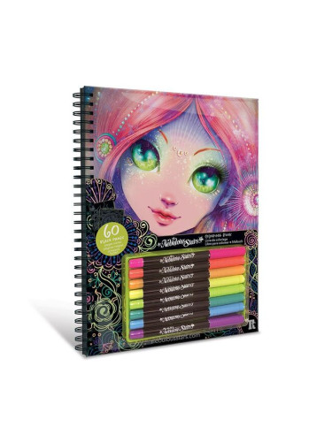 Черна книжка за оцветяване с неонови флумастери Nebulous Stars - Коралия