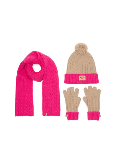 Roxy Комплект шапка, шал и ръкавици RX-KF-001-AW24 Розов