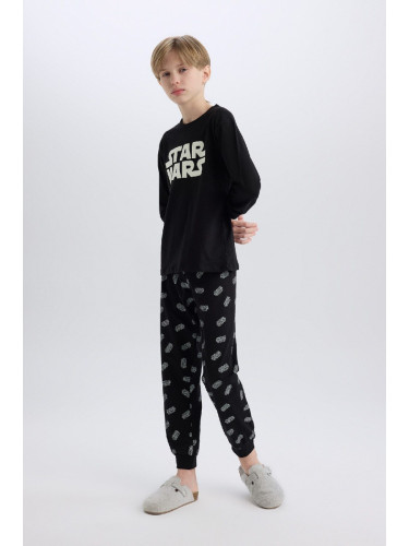 DEFACTO Boy Star Wars Pajama Set Crew Neck Long Sleeve Top Long Bottom