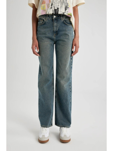 DEFACTO 90's Wide Leg High Waist Long Jean Washed Trousers