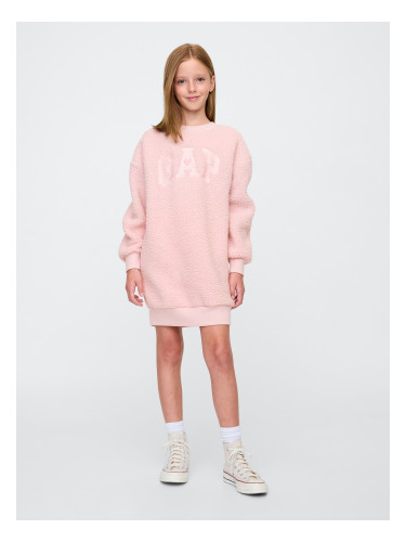 GAP Children's sweatshirt oversize sherpa dress with logo - Girls