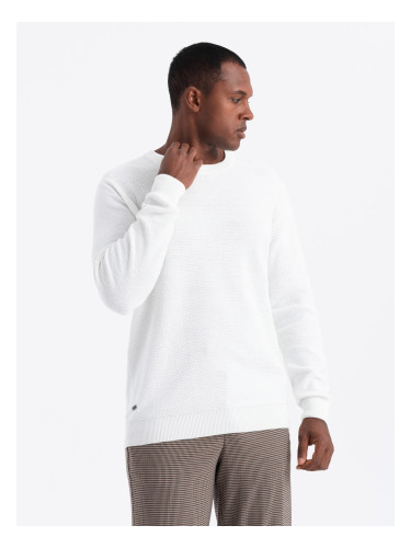 Ombre Men's RELAXED FIT knit sweater in diamond weave - broken white