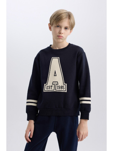 DEFACTO Boy's Crew Neck Printed Sweatshirt