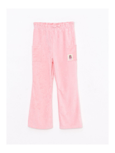 LC Waikiki Girls' Velvet Printed Sweatpants with Elastic Waist