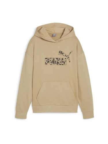 Puma ESSENTIALS+ ANIMAL HOODIE Дамски суитшърт с качулка, бежово, размер