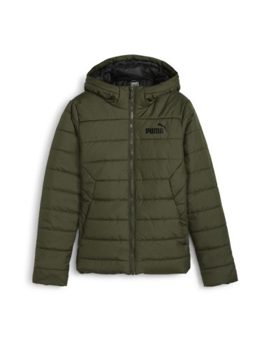 Puma ESSENTIALS HOODED PADDED JACKET Яке за момчета, тъмнозелено, размер