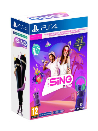 Игра Let's Sing 2025 + 2 Microphones Bundle за PlayStation 4