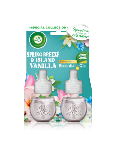 Air Wick Spring Fresh Spring Breeze & Island Vanilla електрически уред за освежаване на въздуха пълнител 2x19 мл.