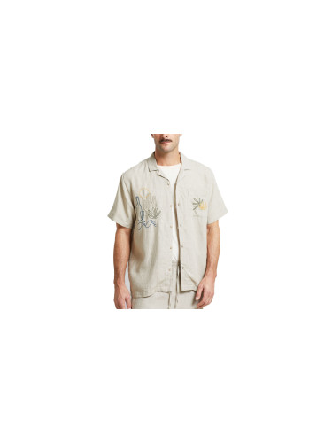 Dedicated Shirt Marstrand Linen Emb Ecru