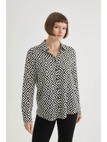 DEFACTO Regular Fit Long Sleeve Patterned Shirt