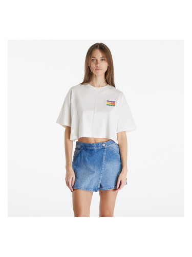 Тениска Tommy Jeans Oversized Cropped Summer Flag Tee Ancient White L