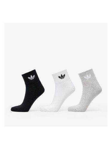 adidas Originals Mid Ankle Sock 3-Pack White/ Medium Grey Heather/ Black S